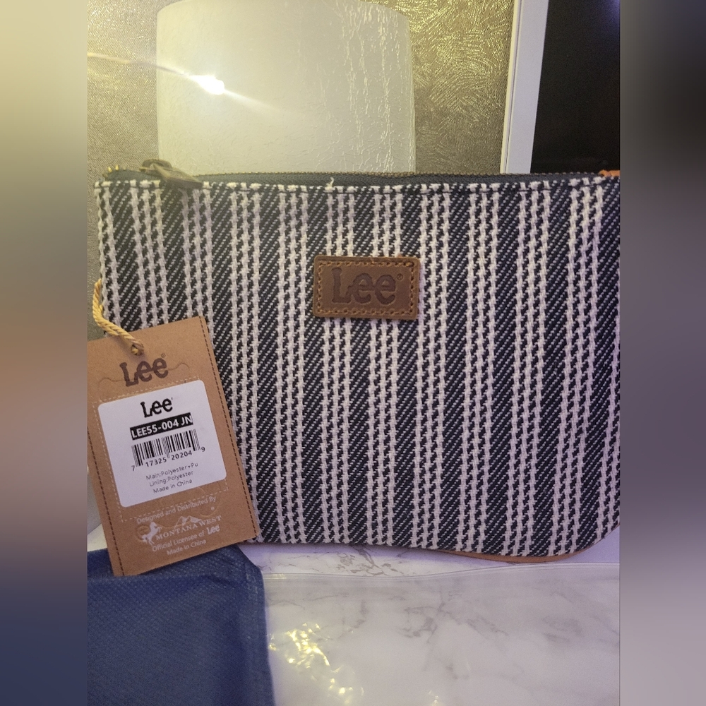 Lee Denim Stripe Wristlet Clutch / Card Holder